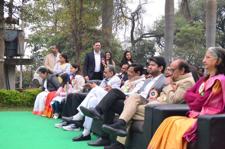 A picture of all the respected guests and dignitaries seated and enjoying the Republic Day event with various activities and performances from the staff members and students.