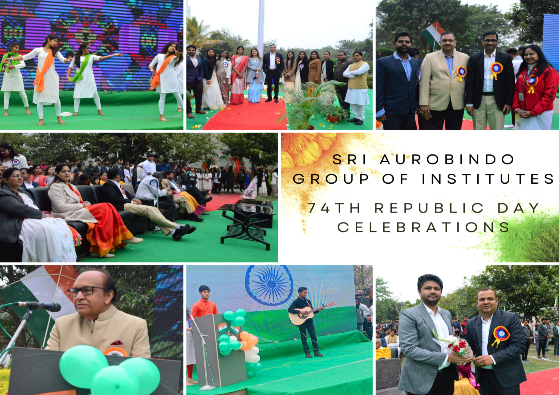 collage of pictures from various events that happened on 74th Republic Day Celebration at SAIT Campus